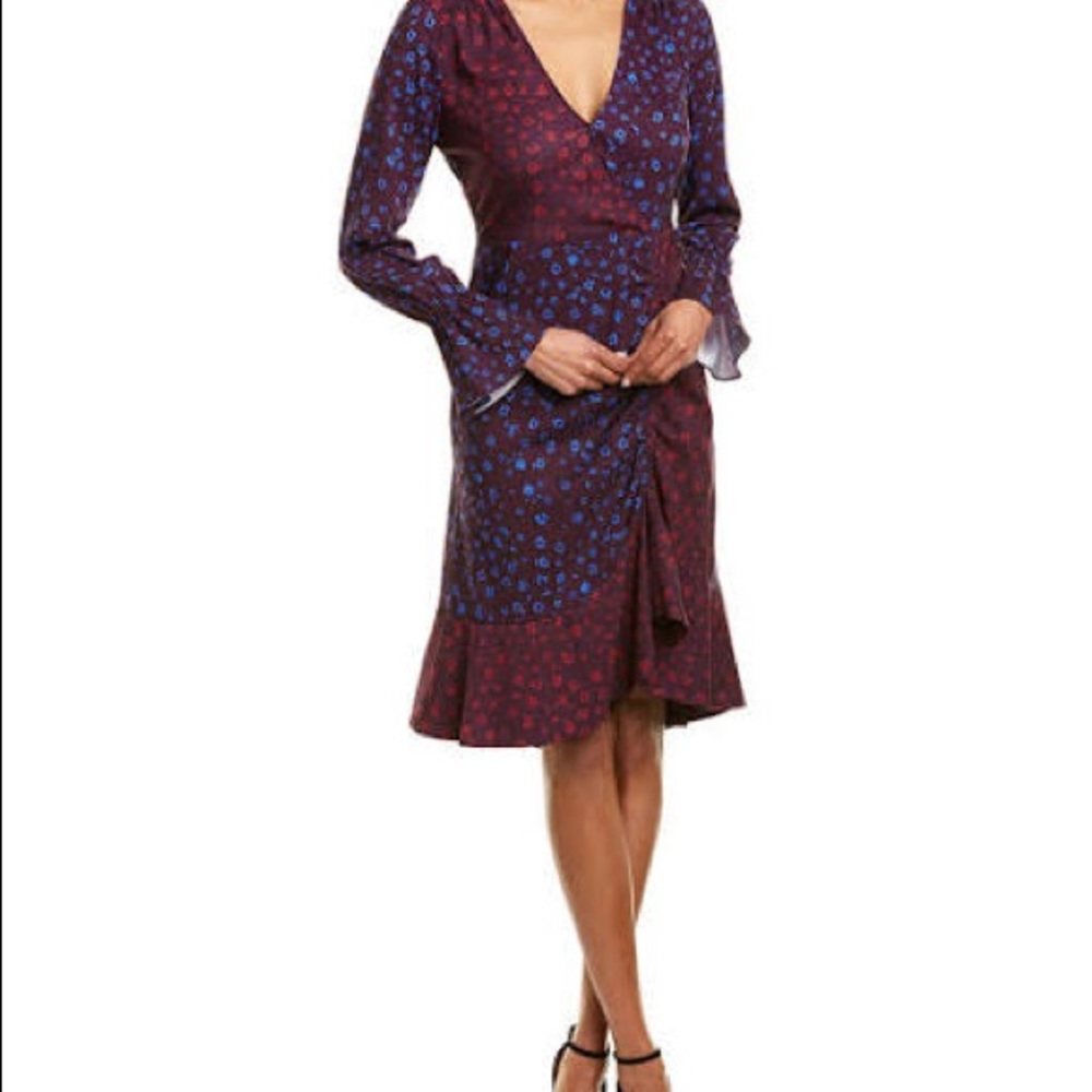 Parker NYC Noni Dress Cobalt Leopard Size 2